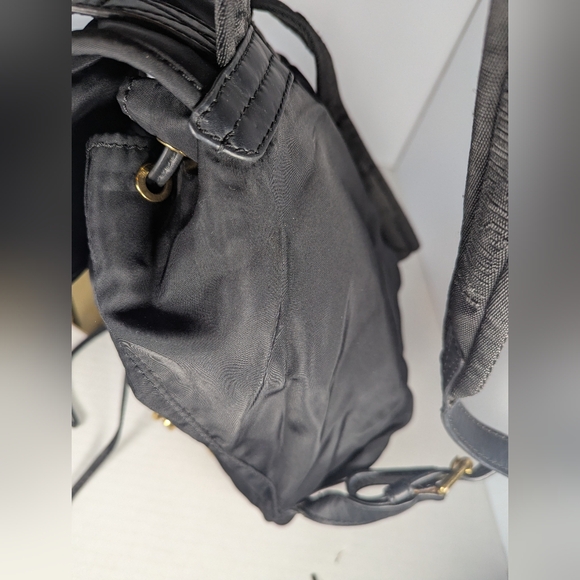 MOSCHINO Black Nylon Leather Trim Backpack Gold-tone Logo - Picture 4 of 14